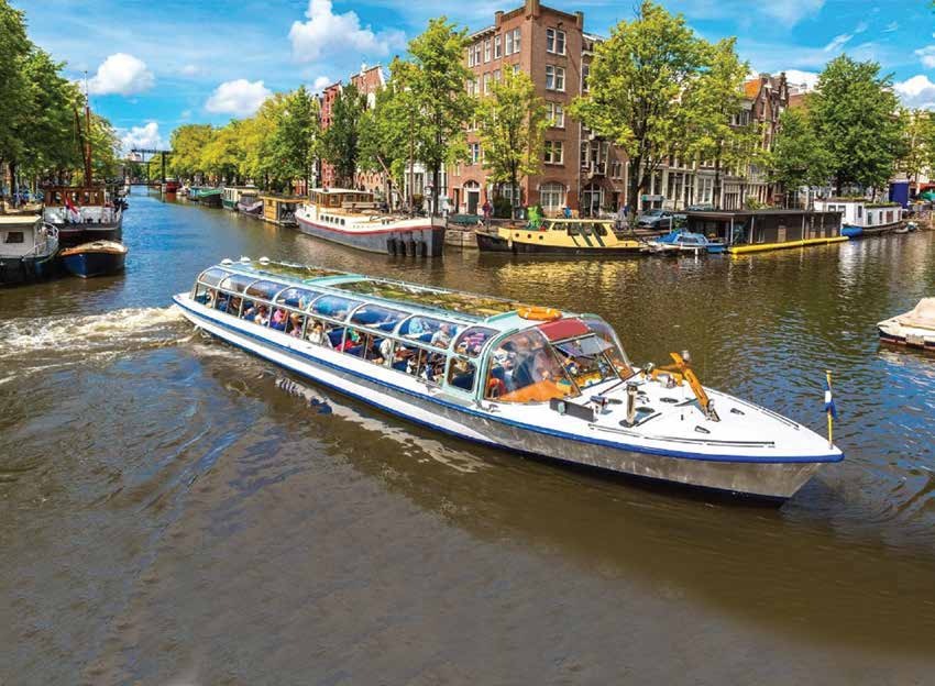Boat on a canal in the Netherlands